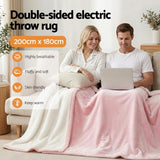 Darrahopens Home & Garden > Bedding > Blankets & Throws Giselle Electric Throw Rug Double Size 200x180cm Fleece Flannel Heated Blanket Pink