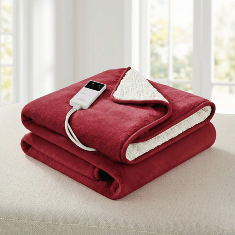 Darrahopens Home & Garden > Bedding > Blankets & Throws Giselle Electric Throw Rug Dual Side Fleece Flannel Heated Blanket Burgundy