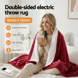 Darrahopens Home & Garden > Bedding > Blankets & Throws Giselle Electric Throw Rug Dual Side Fleece Flannel Heated Blanket Burgundy