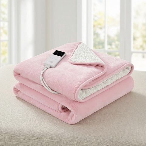 Darrahopens Home & Garden > Bedding > Blankets & Throws Giselle Electric Throw Rug Dual Side Fleece Flannel Heated Blanket Pink