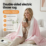 Darrahopens Home & Garden > Bedding > Blankets & Throws Giselle Electric Throw Rug Dual Side Fleece Flannel Heated Blanket Pink