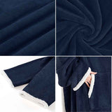 Darrahopens Home & Garden > Bedding > Blankets & Throws Grey 180 x 120CM Extra Large Wearable Wrap Blanket with Sleeves and Large Pocket, Cozy Thickened Composed Flannel Sherpa Fleece Oversized TV Blanket Robe and Sofa Throw for Home Lounging