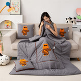 Darrahopens Home & Garden > Bedding > Blankets & Throws Grey Fashion Bear 2-in-1 Foldable Car Pillow Blanket - Cozy 40x40cm Pillow, Unfolds to 100x150cm Blanket for Travel and Office Naps