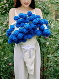 Darrahopens Home & Garden > Bedding > Blankets & Throws Hand-Crocheted Rose Round Blanket: A versatile romantic gift that brightens everyday warmth. (Diameter: 110 CM / 43.3 IN,  Blue)