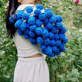 Darrahopens Home & Garden > Bedding > Blankets & Throws Hand-Crocheted Rose Round Blanket: A versatile romantic gift that brightens everyday warmth. (Diameter: 110 CM / 43.3 IN,  Blue)