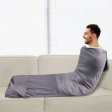 Darrahopens Home & Garden > Bedding > Blankets & Throws Hooded Sleep Pod: Adults Wearable Blanket – Comfy Hooded Cocoon, Cooling, Machine Washable (Grey, 170×40cm)