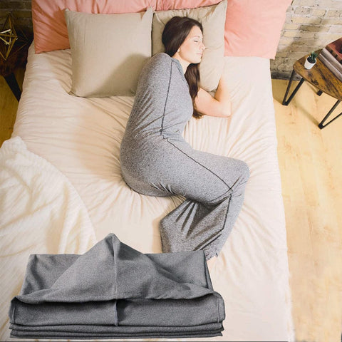 Darrahopens Home & Garden > Bedding > Blankets & Throws Hooded Sleep Pod: Kids Wearable Blanket – Comfy Hooded Cocoon, Cooling, Machine Washable (Grey, 150×40cm)