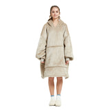 Darrahopens Home & Garden > Bedding > Blankets & Throws Khaki Oversized Wearable Blanket Hoodie - Ultra Soft & Cozy Snuggle Pullover for Adults