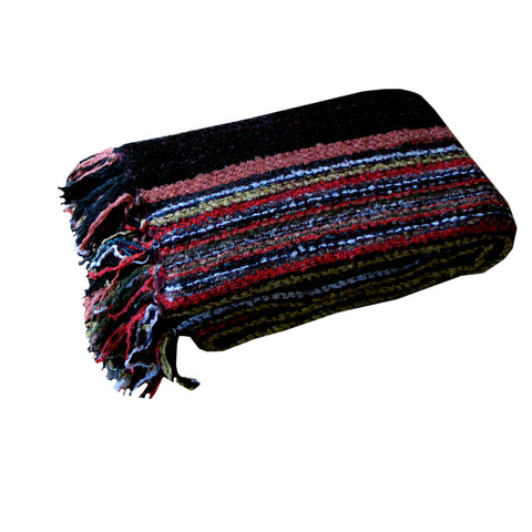 Darrahopens Home & Garden > Bedding > Blankets & Throws Liam Acrylic Knitted Throw Rug with Fringe No7