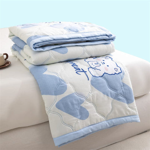 Darrahopens Home & Garden > Bedding > Blankets & Throws Lightweight Reversible Summer Quilt - Soft, Breathable & Machine Washable Comforter(150x200cm Blue Heart)