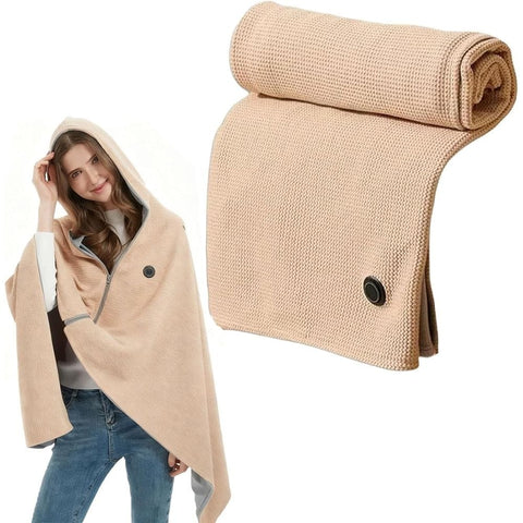Darrahopens Home & Garden > Bedding > Blankets & Throws Portable Heated Blanket , 58"x32" Heated Shawl Wraps for Women with 3 Heating Levels & 15s Fast USB Heating, Zipper Winter Wrap for Outdoor and Home Use.