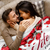 Darrahopens Home & Garden > Bedding > Blankets & Throws Romantic Rose Print Fleece Blanket for Wife, Soft Cozy Throw for Valentine’s Day Anniversary Christmas Gift, Warm Snuggle Blanket with Love Message (50”*60”)