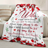 Darrahopens Home & Garden > Bedding > Blankets & Throws Romantic Rose Print Fleece Blanket for Wife, Soft Cozy Throw for Valentine’s Day Anniversary Christmas Gift, Warm Snuggle Blanket with Love Message (60”*80”)