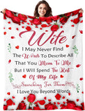 Darrahopens Home & Garden > Bedding > Blankets & Throws Romantic Rose Print Fleece Blanket for Wife, Soft Cozy Throw for Valentine’s Day Anniversary Christmas Gift, Warm Snuggle Blanket with Love Message (60”*80”)
