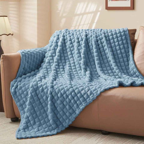 Darrahopens Home & Garden > Bedding > Blankets & Throws Updated Grey Throw Blanket for Couch and Bed- Super Soft and Warm 3D Checkered Fluffy Fuzzy Fleece Blanket, Luxurious Plush Cozy Blanket for Room Decor Spring - Blue - Size 180cm*200cm In Australia - Darrahopens