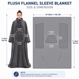 Darrahopens Home & Garden > Bedding > Blankets & Throws Winter Cozy Warm Loungewear Gift Set – 150 x 180CM Navy Blue Flannel Fleece Wearable Blanket with Adjustable Sleeves Large Front Pocket and Back Velcro Closure, Free L Size Sherpa Fleece Cable Knit Anti-Slip Slipper Socks for Home Relaxation