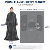 Darrahopens Home & Garden > Bedding > Blankets & Throws Winter Cozy Warm Loungewear Gift Set – 170 × 200CM Navy Blue Flannel Fleece Wearable Blanket with Adjustable Sleeves Large Front Pocket and Back Velcro Closure, Free M Size Sherpa Fleece Cable Knit Anti-Slip Slipper Socks for Home Relaxation