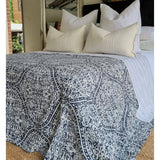 Darrahopens Home & Garden > Bedding Boho Blue Kantha Bedspread Coverlet - Blue