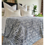 Darrahopens Home & Garden > Bedding Boho Blue Kantha Bedspread Coverlet - Blue