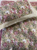 Darrahopens Home & Garden > Bedding Cotton Bed sheet/Flat sheet - Earthy Floral Hand block printed Cotton Bed sheet/Flat sheet