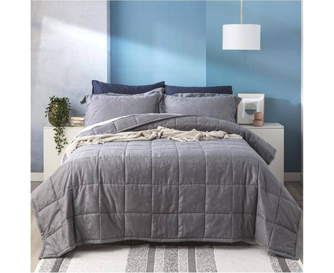 Darrahopens Home & Garden > Bedding D'Decor Queen Home Paisley 500 TC Cotton Jacquard Comforter Set Slate - Slate