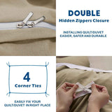 Darrahopens Home & Garden > Bedding > Duvet Covers 3 Piece Hotel Soft Microfiber Quilt Cover Set-2000TC Duvet/Donna Cover Set & Pillowcases -1 Quilt Cover Zipper Closure & 1 x Pillowcases-Breathable Bedding - Wrinkle, Fade, Stain Resistant(Camel Beige,King)