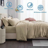 Darrahopens Home & Garden > Bedding > Duvet Covers 3 Piece Hotel Soft Microfiber Quilt Cover Set-2000TC Duvet/Donna Cover Set & Pillowcases -1 Quilt Cover Zipper Closure & 1 x Pillowcases-Breathable Bedding - Wrinkle, Fade, Stain Resistant(Camel Beige,King)