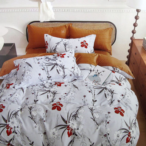 Darrahopens Home & Garden > Bedding > Duvet Covers 300TC Boronia Silver Reversible Cotton Quilt Cover Set King