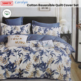 Darrahopens Home & Garden > Bedding > Duvet Covers 300TC Carolyn Blue Reversible Cotton Quilt Cover Set King
