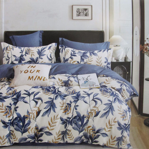 Darrahopens Home & Garden > Bedding > Duvet Covers 300TC Carolyn Blue Reversible Cotton Quilt Cover Set King