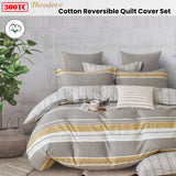 Darrahopens Home & Garden > Bedding > Duvet Covers 300TC Theodore Grey Reversible Cotton Quilt Cover Set Queen
