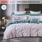 Darrahopens Home & Garden > Bedding > Duvet Covers 400TC Cotton Sateen Quilt Cover Set Grace Queen