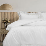 Darrahopens Home & Garden > Bedding > Duvet Covers Algodon Adele White Cotton Ruffle Quilt Cover Set King