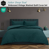 Darrahopens Home & Garden > Bedding > Duvet Covers Ardor Asher Deep Teal Embossed Vintage Washed Quilt Cover Set Queen