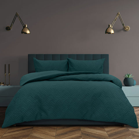 Darrahopens Home & Garden > Bedding > Duvet Covers Ardor Asher Deep Teal Embossed Vintage Washed Quilt Cover Set Queen