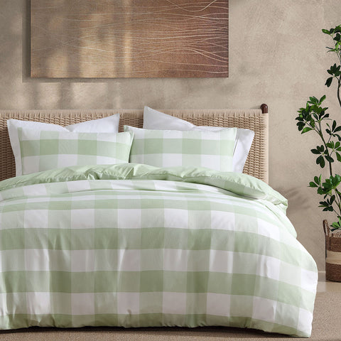 Darrahopens Home & Garden > Bedding > Duvet Covers Ardor Ashlea Sage Oversized Waffle Check Quilt Cover Set King