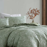 Darrahopens Home & Garden > Bedding > Duvet Covers Ardor Avena Green Textured Floral Jacquard Quilt Cover Set Queen