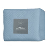 Darrahopens Home & Garden > Bedding > Duvet Covers Ardor Carter Mineral Blue Embossed Vintage Washed Geometric Quilt Cover Set King