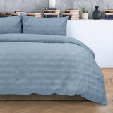 Darrahopens Home & Garden > Bedding > Duvet Covers Ardor Carter Mineral Blue Embossed Vintage Washed Geometric Quilt Cover Set King