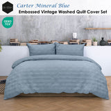 Darrahopens Home & Garden > Bedding > Duvet Covers Ardor Carter Mineral Blue Embossed Vintage Washed Geometric Quilt Cover Set Queen