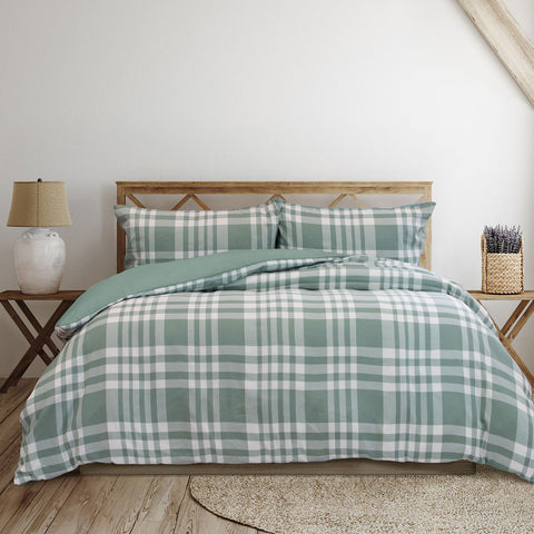 Darrahopens Home & Garden > Bedding > Duvet Covers Ardor Ronan Green Plaid Jacquard Quilt Cover Set King
