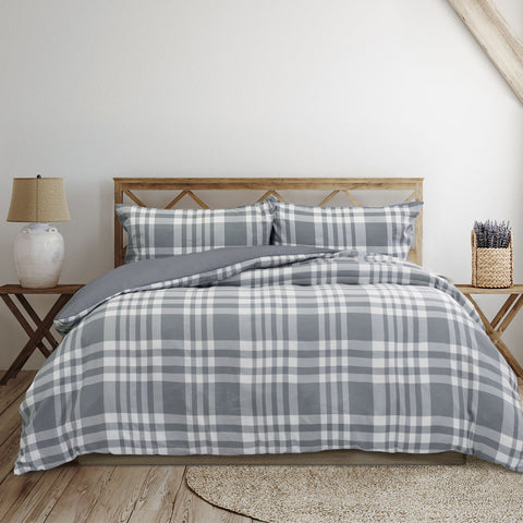 Darrahopens Home & Garden > Bedding > Duvet Covers Ardor Ronan Grey Plaid Jacquard Quilt Cover Set Queen