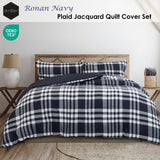 Darrahopens Home & Garden > Bedding > Duvet Covers Ardor Ronan Navy Plaid Jacquard Quilt Cover Set King