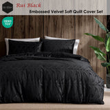 Darrahopens Home & Garden > Bedding > Duvet Covers Ardor Rui Black Embossed Velvet Soft Quilt Cover Set King