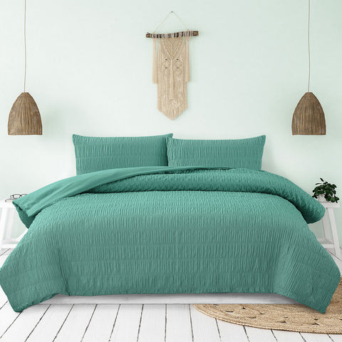 Darrahopens Home & Garden > Bedding > Duvet Covers Ardor Tuscan Teal Ruched Quilt Cover Set King