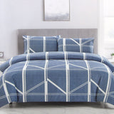 Darrahopens Home & Garden > Bedding > Duvet Covers Artex Harold Blue Quilt Cover Set Geometric Pattern Reversible Printed Microfiber Polyester Double