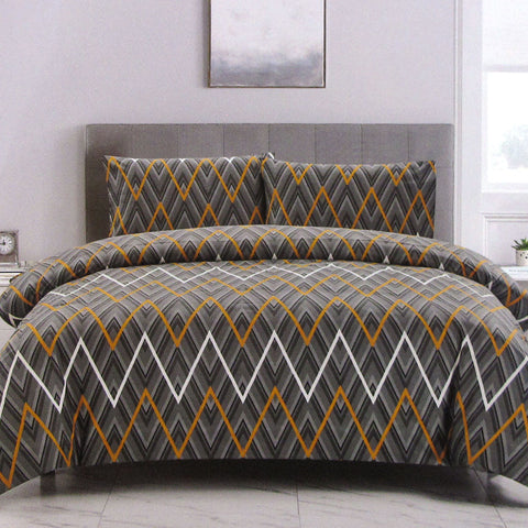 Darrahopens Home & Garden > Bedding > Duvet Covers Artex Hayden Orange Quilt Cover Set Geometric Pattern Reversible Printed Microfiber Polyester Single