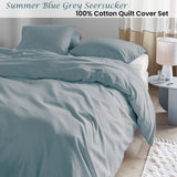 Darrahopens Home & Garden > Bedding > Duvet Covers Bedding House Summer Blue Grey Seersucker Cotton Quilt Cover Set King