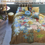 Darrahopens Home & Garden > Bedding > Duvet Covers Bedding House Van Gogh Bouquet d'Anniversaire Gold Cotton Sateen Quilt Cover Set Super King