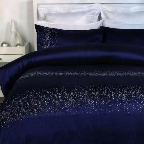 Darrahopens Home & Garden > Bedding > Duvet Covers Diamante Quilt Cover Set Navy DOUBLE